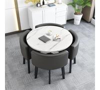 Set di tavolo da pranzo rotondo da cucina, 5 pezzi con 1 tavolo rotondo e 4 sedie, adatto per vari scenari, 80 x 75 cm