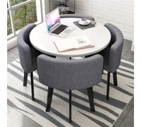 Set di tavolo da pranzo rotondo da cucina, 5 pezzi, con 1 tavolo rotondo e 4 sedie, perfetto per sala da pranzo, cucina o conferenze, 70 x 75 cm