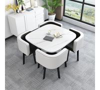 Set di tavolo da pranzo rotondo da cucina, 5 pezzi, tavolo da pranzo con 4 sedie, 70 x 75 cm, tavolo da conferenza rotondo versatile per uso domestico e ufficio