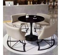Set di tavolo da pranzo rotondo e sedie beige per ufficio, bar e soggiorno, elegante tavolo da ricevimento e sedie, per salotto, balcone e spazi di negoziazione