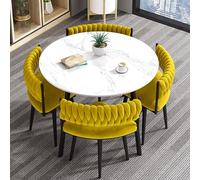Set di tavolo da pranzo rotondo e sedie per 4-5, moderno e minimalista, per soggiorno, ufficio o cucina