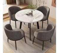 Set di tavolo da pranzo rotondo e sedie, per 4 persone, grigio scuro, salvaspazio, per cucina, caffè, reception, negoziazione