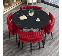 Set di tavolo da pranzo rotondo e sedie per 4 persone, set di 5 pezzi moderno e minimalista per soggiorno, ufficio, cucina e reception