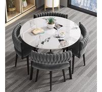 Set di tavolo da pranzo rotondo e sedie per 4 persone, set di 5 pezzi moderno e minimalista per soggiorno, ufficio, cucina e reception