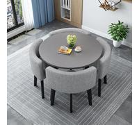 Set di tavolo da pranzo rotondo e sedie per 5 persone, tavolo compatto ideale per ufficio, negozi e riunioni, mobili salvaspazio per conferenze