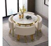 Set di tavolo da pranzo rotondo e sedie, tavolo da 80 cm con quattro sedie per ufficio domestico o reception aziendale, ideale per cene in famiglia o riunioni di conferenza