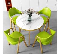 Set di tavolo da pranzo rotondo fluorescente per 4 persone, per ufficio, reception e sala conferenze, elegante tavolo negoziale con sedie per sala da pranzo e soggiorno