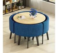 Set di tavolo da pranzo rotondo in cotone e lino per 4 persone, elegante combinazione di tavolo e sedie da cucina e ufficio, per balcone, soggiorno e spazi di negoziazione.