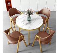 Set di tavolo da pranzo rotondo marrone per 4 persone, mobili per ufficio e sala conferenze, elegante tavolo negoziale con sedie per sala da pranzo e soggiorno
