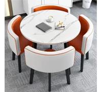 Set di tavolo da pranzo rotondo moderno della metà del secolo per 4 persone con sedie, versatile per fattoria, ufficio, sala conferenze, tavolo centrale, elegante decorazione per soggiorno e reception