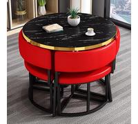 Set di tavolo da pranzo rotondo nero e 4 sedie, piccolo tavolo da pranzo da cucina, moderno e semplice, per cucina, ufficio, sala conferenze, salotto