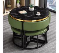Set di tavolo da pranzo rotondo nero e 4 sedie, piccolo tavolo da pranzo da cucina, moderno e semplice, per cucina, ufficio, sala conferenze, salotto