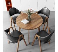 Set di tavolo da pranzo rotondo nero per 4 persone, moderno per ufficio, reception e sala conferenze, tavolo negoziale con sedie, per sala da pranzo e soggiorno