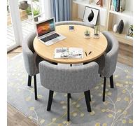Set di tavolo da pranzo rotondo per 4 persone con 4 sedie, 80 cm / 31.5in, grigio chiaro, mobili moderni per il tempo libero per piccoli spazi, cucina, soggiorno, salotto, piccolo ufficio