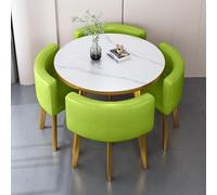 Set di tavolo da pranzo rotondo per 4 persone con piano in marmo - moderno set di scrivania e sedia per soggiorno, ufficio, salotto, elegante design verde soluzione salvaspazio