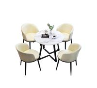 Set di tavolo da pranzo rotondo per 4 persone, con sedie, staffa in acciaio al carbonio, finitura marmorizzata, in pelle pieghevole, ideale per ufficio, sala conferenze e sala da pranzo
