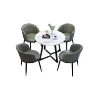 Set di tavolo da pranzo rotondo per 4 persone, con sedie, staffa in acciaio al carbonio, finitura marmorizzata, in pelle pieghevole, ideale per ufficio, sala conferenze e sala da pranzo