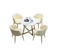 Set di tavolo da pranzo rotondo per 4 persone, con sedie, staffa in acciaio al carbonio, finitura marmorizzata, in pelle pieghevole, ideale per ufficio, sala conferenze e sala da pranzo