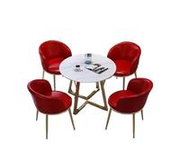 Set di tavolo da pranzo rotondo per 4 persone, con sedie, staffa in acciaio al carbonio, finitura marmorizzata, in pelle pieghevole, ideale per ufficio, sala conferenze e sala da pranzo