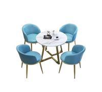 Set di tavolo da pranzo rotondo per 4 persone, con sedie, staffa in acciaio al carbonio, finitura marmorizzata, in pelle pieghevole, ideale per ufficio, sala conferenze e sala da pranzo