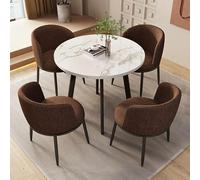 Set di tavolo da pranzo rotondo per 4 persone, con sedie, tavolino rotondo da caffè, piccolo spazio, marrone