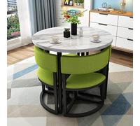 Set di tavolo da pranzo rotondo per 4 persone, con struttura in metallo, ideale per piccoli spazi e appartamenti, elegante tavolo negoziale con comode sedie in tessuto, 80 cm
