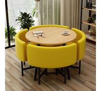 Set di tavolo da pranzo rotondo per 4 persone, in cotone e lino, combinazione di tavolo e sedie, perfetto per cucina, ufficio, balcone, soggiorno