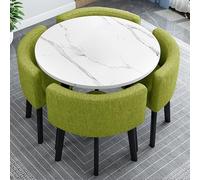 Set di tavolo da pranzo rotondo per 4 persone, tavolo da reception e negoziato, set di scrivania e sedie in finto marmo, per la colazione, per casa/giardino/ristorante (arancione, 90 cm)