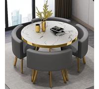 Set di tavolo da pranzo rotondo per casa, ufficio, sala conferenze, 80 cm, con quattro sedie, ideale per la famiglia o la reception aziendale, sala da pranzo. Migliora il tuo spazio con questa