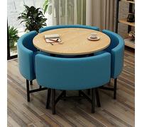 Set di tavolo da pranzo rotondo per famiglia o ufficio, tavolo moderno con quattro sedie, diametro 80 cm, tavolo per ricevimenti, casa, ufficio e sala conferenze
