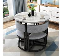 Set di tavolo da pranzo rotondo per piccoli spazi, salvaspazio, 4 pezzi, set da pranzo per soggiorno, cucina o sala conferenze, moderno tavolo basso profilo con sedie, ideale per aree di ricevimento