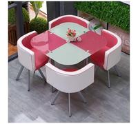Set di Tavolo da Pranzo Rotondo/Quadrato con Sedie, Tavoli e Sedie in Vetro Temperato 1 Tavolo 4 Sedie per Cucina Bar Balcone Camera da Letto Biblioteca Sala da Biliardo,22