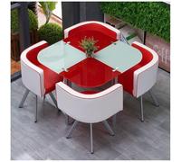 Set di Tavolo da Pranzo Rotondo/Quadrato e Sedie per La Casa, Set di Mobili per Sala da Pranzo, 1 Tavolo e 4 Sedie, Cucina, Bar, Balcone, Biblioteca, Sala da Biliardo,9
