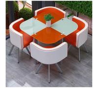 Set di Tavolo da Pranzo Rotondo/Quadrato e Sedie per La Casa, Set di Mobili per Sala da Pranzo, 1 Tavolo e 4 Sedie, Cucina, Bar, Balcone, Biblioteca, Sala da Biliardo,41