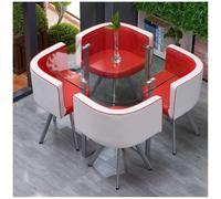 Set di Tavolo da Pranzo Rotondo/Quadrato e Sedie per La Casa, Set di Mobili per Sala da Pranzo, 1 Tavolo e 4 Sedie, Cucina, Bar, Balcone, Biblioteca, Sala da Biliardo,36