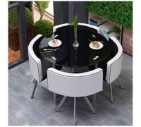 Set di Tavolo da Pranzo Rotondo/Quadrato e Sedie per La Casa, Set di Mobili per Sala da Pranzo, 1 Tavolo e 4 Sedie, Cucina, Bar, Balcone, Biblioteca, Sala da Biliardo,16