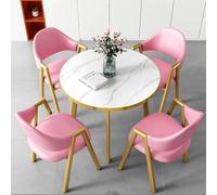 Set di tavolo da pranzo rotondo rosa per 4 persone, moderno tavolo e sedie per sala conferenze ufficio reception elegante tavolo negoziale per sala da pranzo e soggiorno