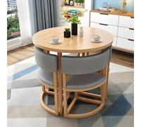 Set di tavolo da pranzo rotondo salvaspazio con 4 eleganti sedie, design a basso profilo, per soggiorno, cucina, sala conferenze e reception, soluzione funzionale per piccoli spazi