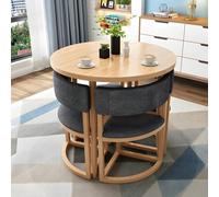 Set di tavolo da pranzo rotondo salvaspazio con 4 sedie, design a basso profilo per soggiorno, cucina, sala conferenze e reception, ottimizza l'efficienza dello spazio e lo stile