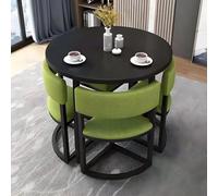 Set di tavolo da pranzo rotondo salvaspazio con 4 sedie, design elegante a basso profilo, per cucina, soggiorno, conferenze e ricevimenti, soluzione perfetta per mobili compatti