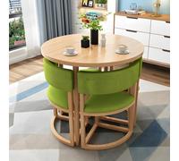 Set di tavolo da pranzo rotondo salvaspazio e sedie, per 4 persone, basso profilo, ideale per soggiorno, cucina, sala conferenze e ricevimenti, design compatto per piccoli spazi