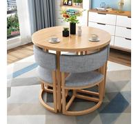 Set di tavolo da pranzo rotondo salvaspazio per 4 sedie a basso profilo, ideale per soggiorno, cucina, sale conferenze e ricevimenti, design compatto ed elegante