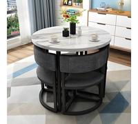 Set di tavolo da pranzo salvaspazio con 4 sedie, tavolo da pranzo rotondo basso per soggiorno, cucina, sala conferenze, reception, soluzione compatta ed elegante per mobili