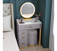 Set di tavolo da trucco con specchio e sgabello, 4 cassetti, per camera da letto, scrivania, toeletta, mobile elegante per camera da letto