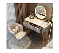 Set di tavolo da trucco illuminato con cassetti e sgabello imbottito, elegante scrivania per camera da letto per donne e ragazze, opzioni 80 cm e 100 cm, perfetto per la stanza glamour e la routine di