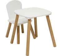 Set di tavolo e sedia per bambini Alex - Vassoio resistente all'acqua, mobili da camera da letto, sala giochi, ragazza e ragazzo - legno, bordi arrotondati (1 tavolo + 1 sedie)