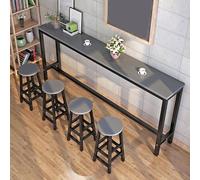 Set di tavolo e sedie da bar in legno massello, tavolo da bar in legno massiccio, tavolo stretto e lungo, per fast food, ristoranti, caffetterie, bar, facile da pulire e risparmiare spazio