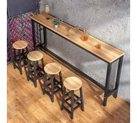 Set di tavolo e sedie da bar in legno massello, tavolo da bar in legno massiccio, tavolo stretto e lungo, per fast food, ristoranti, caffetterie, bar, facile da pulire e risparmiare spazio