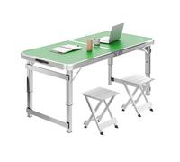 Set di tavolo e sedie da campeggio portatile, altezza regolabile, in lega di alluminio, tavolo da picnic con struttura robusta e 2 sgabelli compatti per avventure all'aperto, tailgating e riunioni di