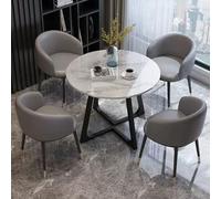 Set di tavolo e sedie da negoziato con tavolino da caffè centrale rotondo con posti a sedere piccolo tavolo da pranzo per 4 mobili da ufficio reception grigio scuro taglia unica